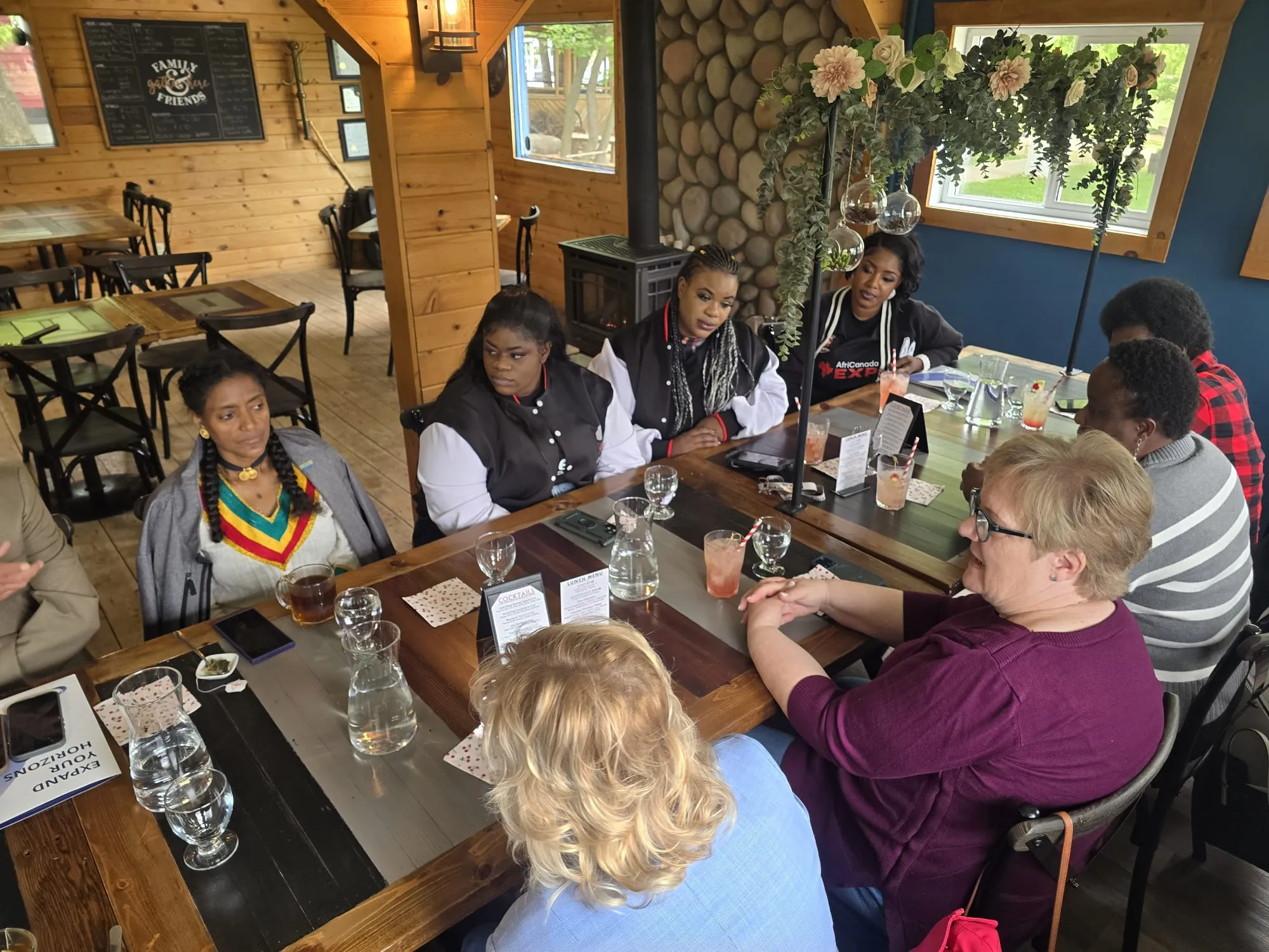 Delegates and county representatives in conversation